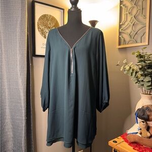 City Chic Teal V-Neck Top